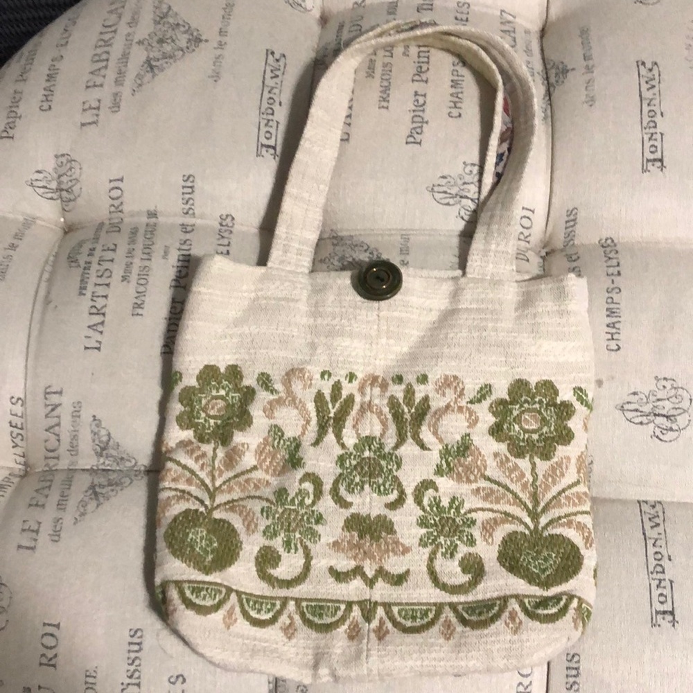 Homemade green flower small tote